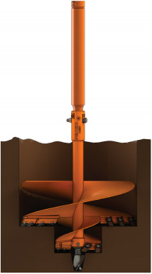 diagram of tree auger skid steer attachment boring into ground