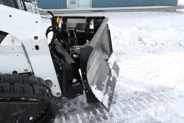 skid steer with v plow blade attachment UTV Snowblower-action-close snow cuts hydraulic snowblower attachment on an UTV reseller, manitoba and saskatchewan
